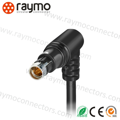 Push Pull Right Angle Connectors IP68 Black Color Circular Waterproof Connector