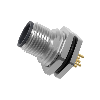 4 Pin Die Cast Screw A Code Male M12 Circular Connector Electrical Panel Front Mount PCB