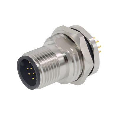 4 Pin Die Cast Screw A Code Male M12 Circular Connector Electrical Panel Front Mount PCB