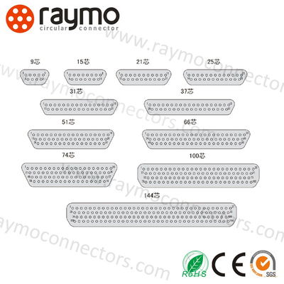 J30J Series Micro-D MIL-Spec 0.1-15 mm2 Wire Section Area Waterproof Power Connector IP67