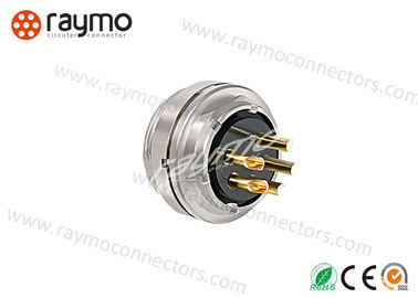 Rugged Solid Threaded Electrical Connector , 5 Pin Circular Connector High Contact Density
