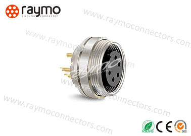 Rugged Solid Threaded Electrical Connector , 5 Pin Circular Connector High Contact Density