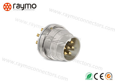 Front Fixed Mounted Plug Threaded Electrical Connector , Metal Circular Connector