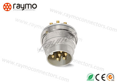 Front Fixed Mounted Plug Threaded Electrical Connector , Metal Circular Connector