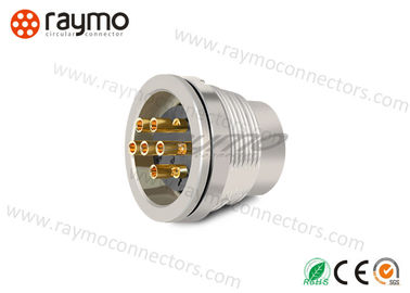 Front Fixed Mounted Plug Threaded Electrical Connector , Metal Circular Connector