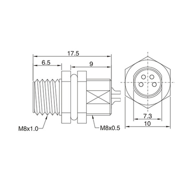 Panel Mount Miniature Circular Connectors Sensor M8 8 Pin Female Connector