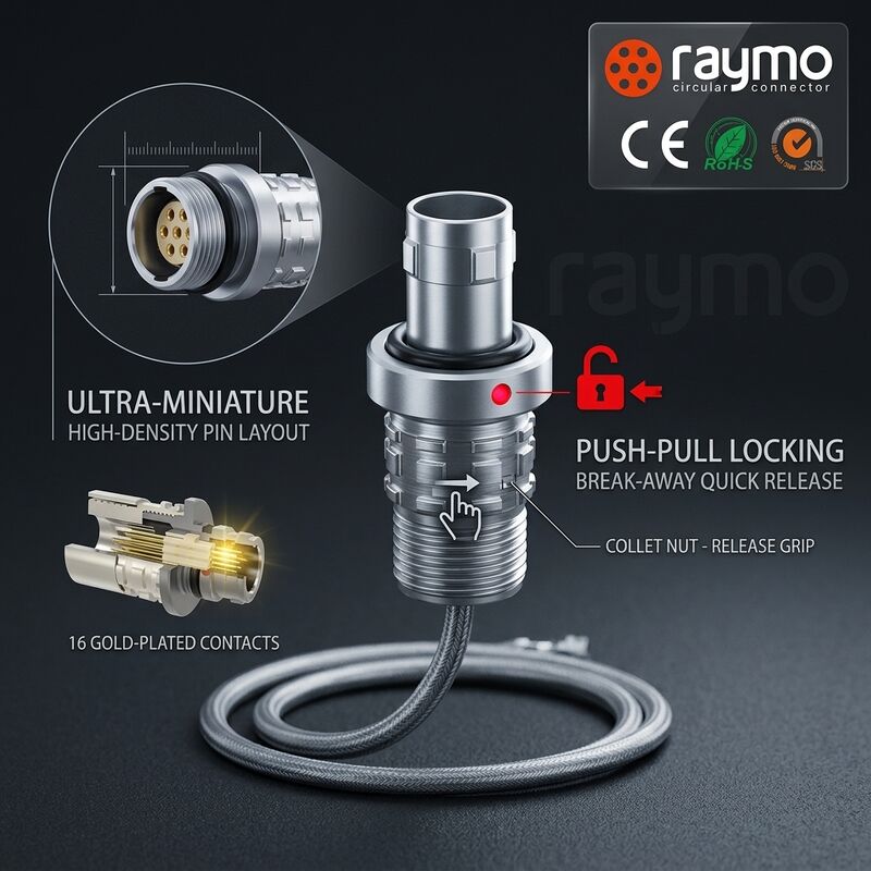 AMC High-Density 16 Pin Push Pull Connector IP68 Break-Away Plug for Outdoor Monitoring Equipment