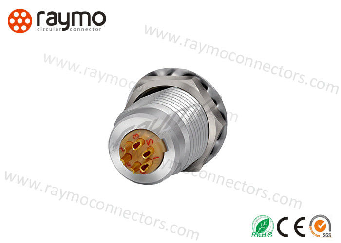 Fixed Socket Panel Mount Connector Full EMC Shielding Chrome Plated Brass Material
