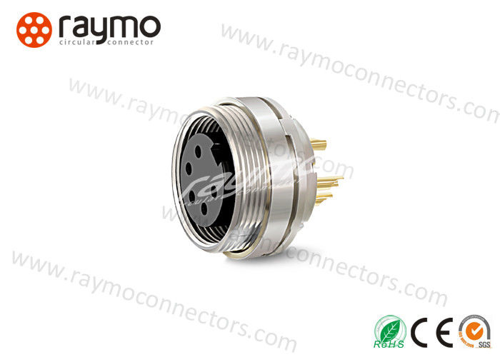 Rugged Solid Threaded Electrical Connector , 5 Pin Circular Connector High Contact Density